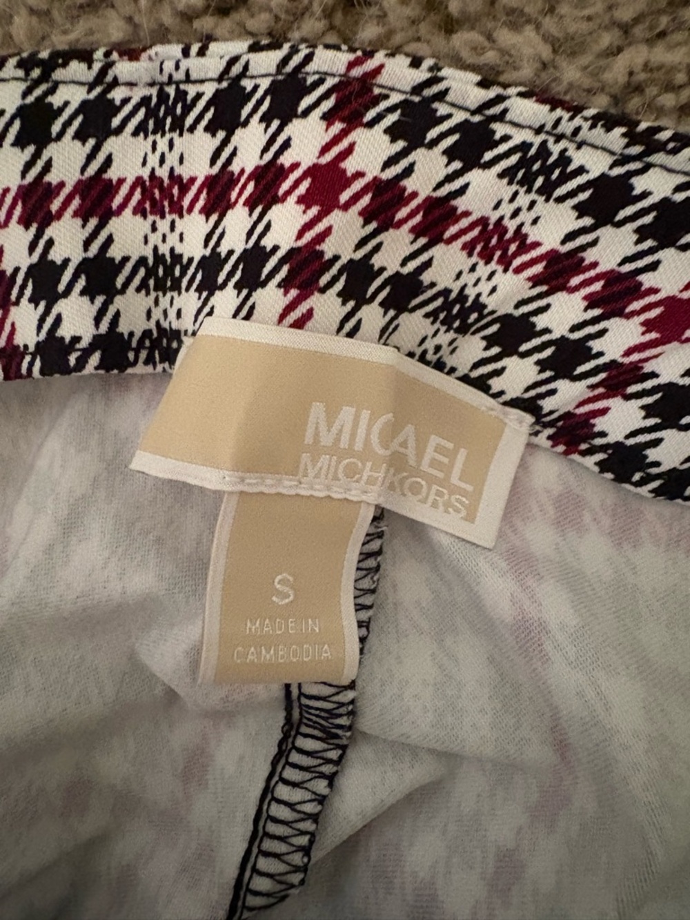 MICHAEL Michael Kors Houndstooth Pants in Black, White & Burgundy